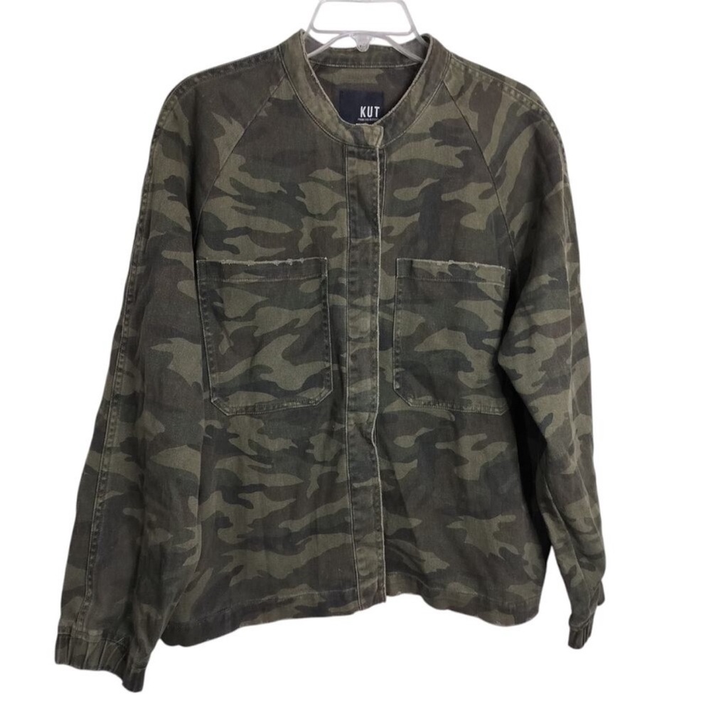 KUT from the Kloth Camo Utility Jacket - Olive Green, Medium